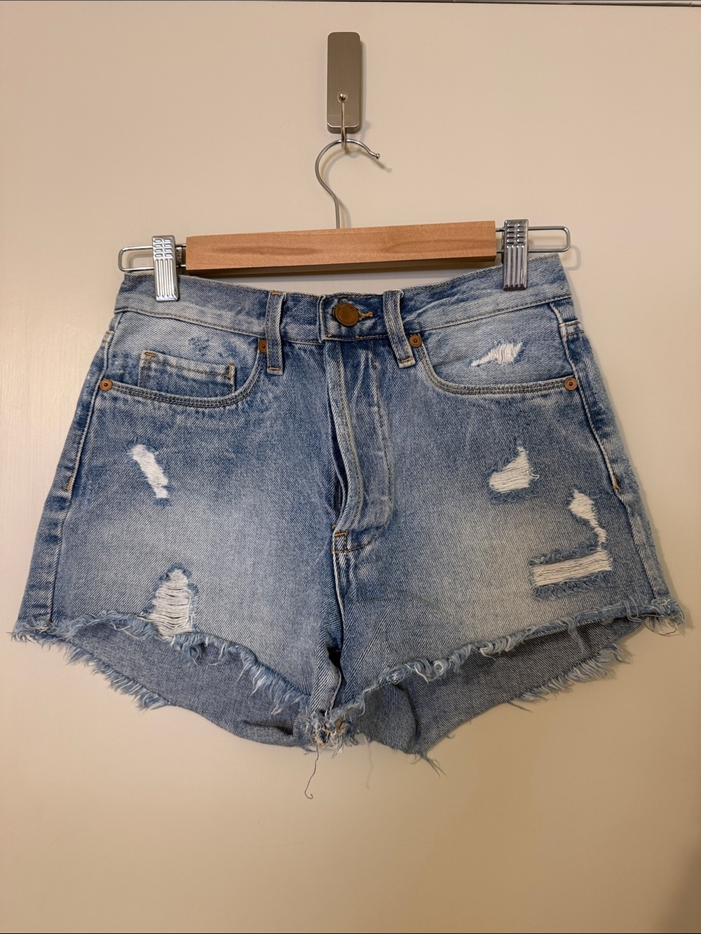 Blank NYC Light Blue Distressed Denim Shorts